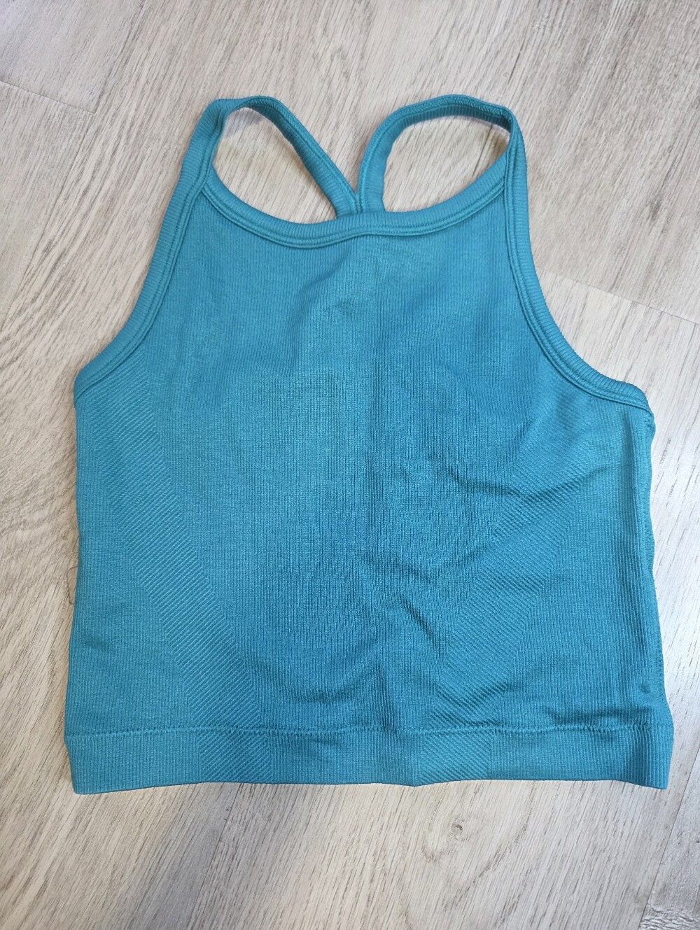 all in motion Teal Ribbed Racerback Tank, Size M
